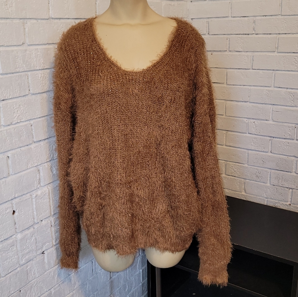 Cozy & Shimmery Mittoshop Fuzzy Knit Sweater - Size L